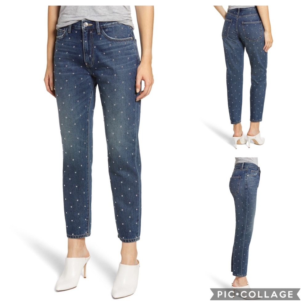 Current/Elliott Vintage Cropped Slim Studded Jeans